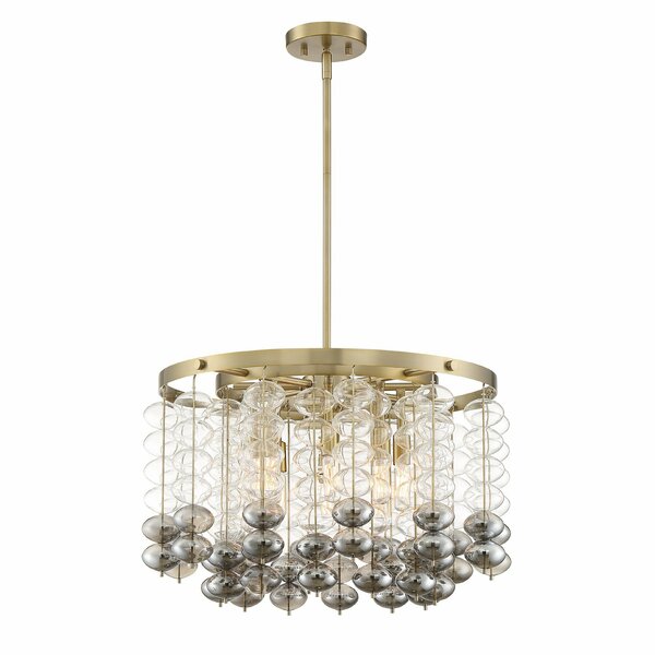 Designers Fountain Villa Rose 8 Light Glam Brushed Gold with Clear And Smoke Glass Drops Shades Chandelier D208C-8CH-BG